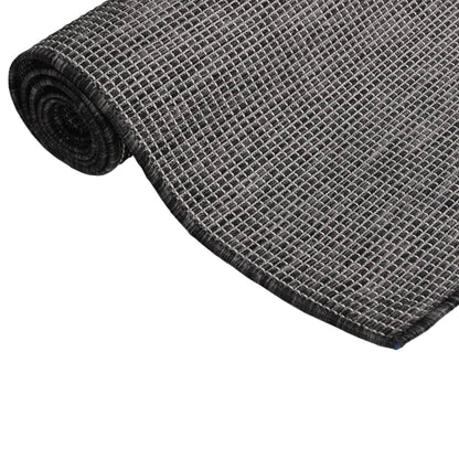 Outdoor Flatweave Rug 80x250 cm Grey