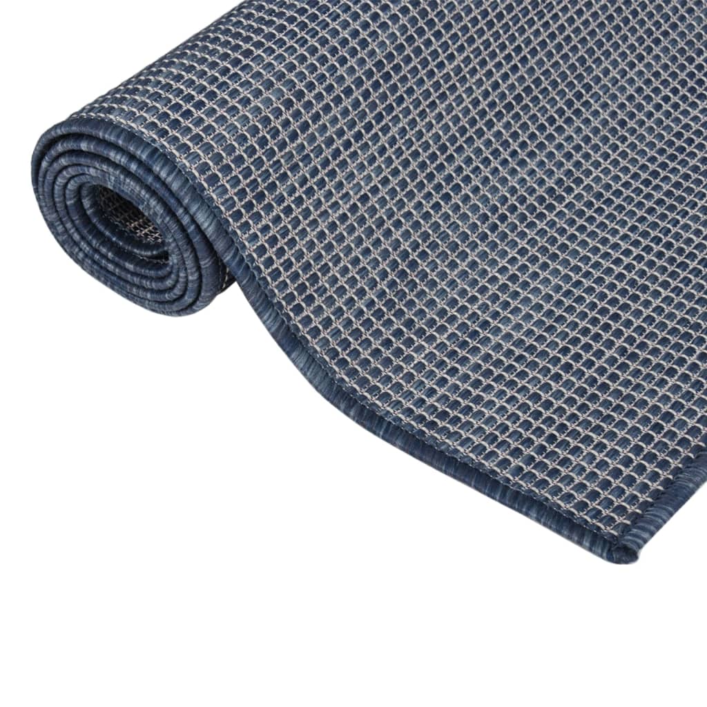 Outdoor Flatweave Rug 80x250 cm Blue