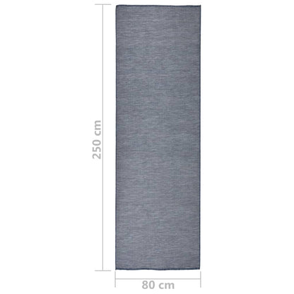 Outdoor Flatweave Rug 80x250 cm Blue