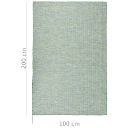 Outdoor Flatweave Rug 100x200 cm Turquoise