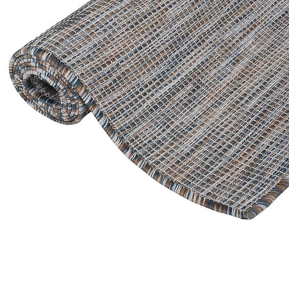 Outdoor Flatweave Rug 200x280 cm Brown and Blue