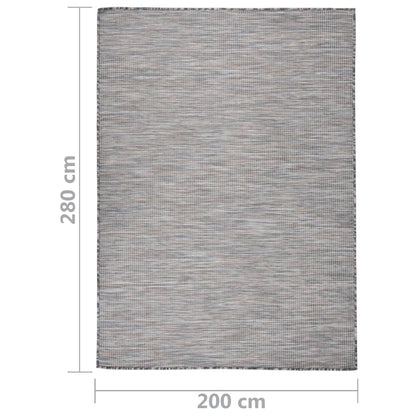 Outdoor Flatweave Rug 200x280 cm Brown and Blue