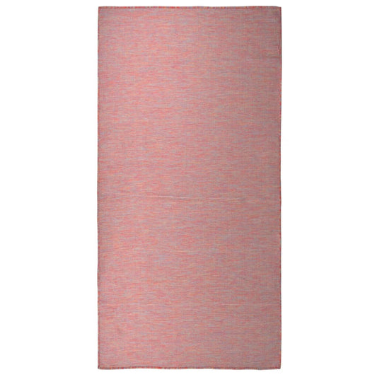 Outdoor Flatweave Rug 100x200 cm Red