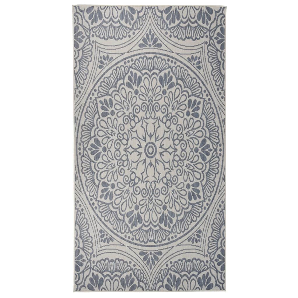 Outdoor Flatweave Rug 80x150 cm Blue Pattern