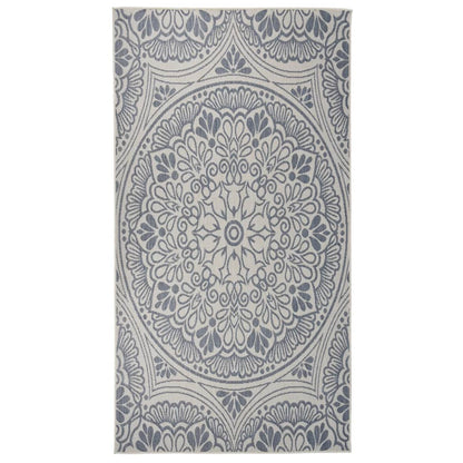 Outdoor Flatweave Rug 80x150 cm Blue Pattern