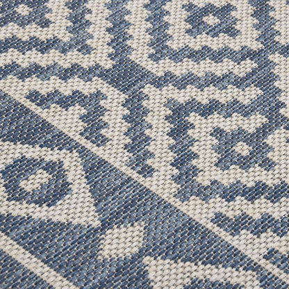 Outdoor Flatweave Rug 80x250 cm Blue Stripes