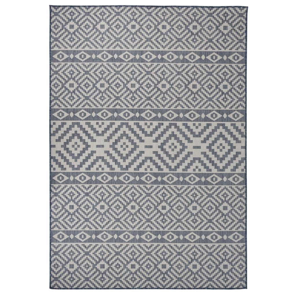 Outdoor Flatweave Rug 160x230 cm Blue Stripes