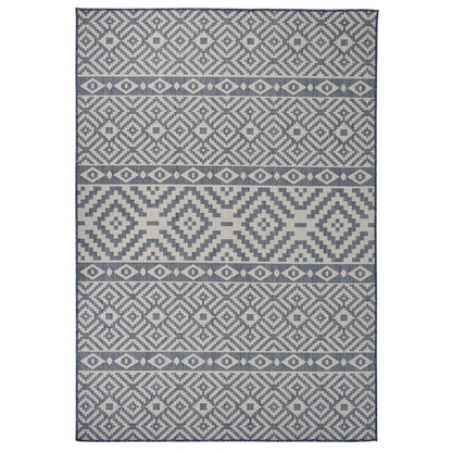 Outdoor Flatweave Rug 160x230 cm Blue Stripes