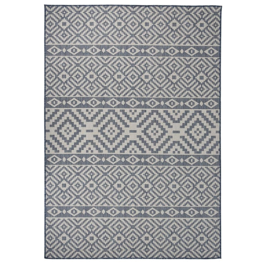 Outdoor Flatweave Rug 160x230 cm Blue Stripes