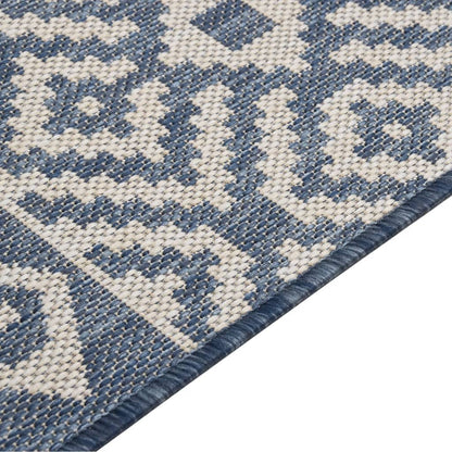 Outdoor Flatweave Rug 160x230 cm Blue Stripes