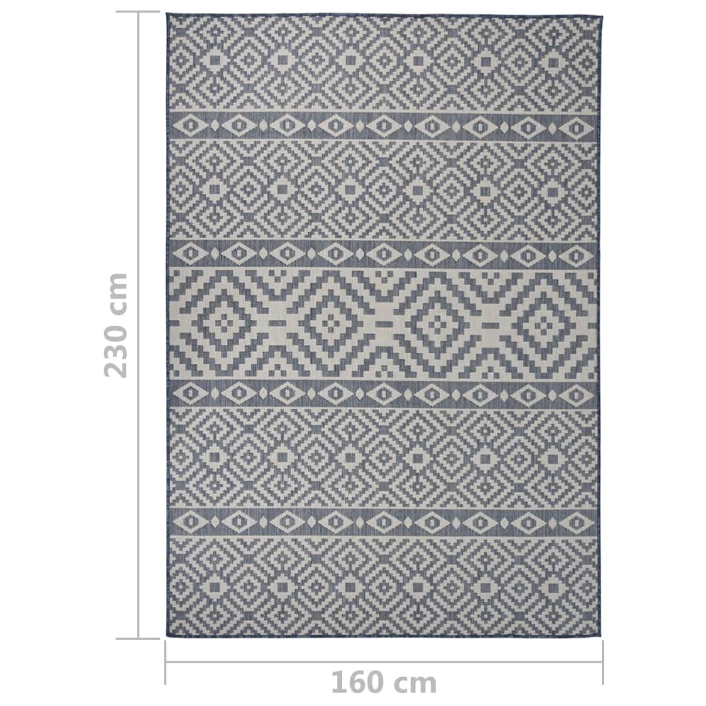 Outdoor Flatweave Rug 160x230 cm Blue Stripes