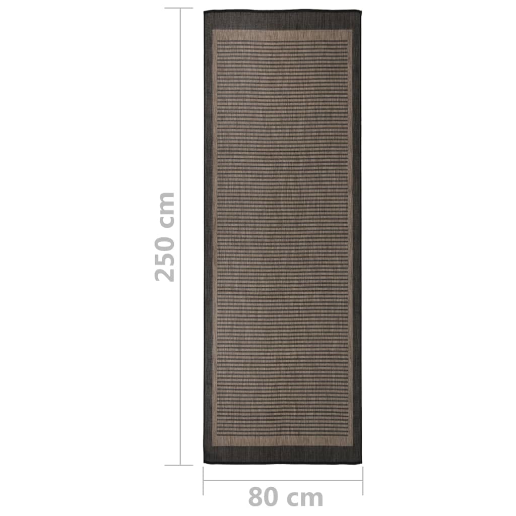 Outdoor Flatweave Rug 80x250 cm Dark Brown