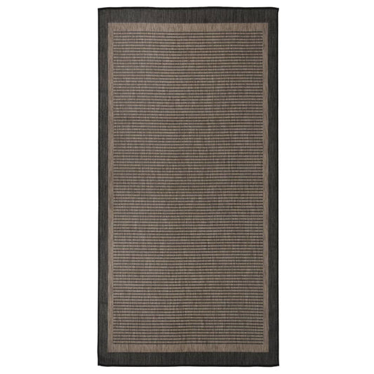 Outdoor Flatweave Rug 100x200 cm Dark Brown