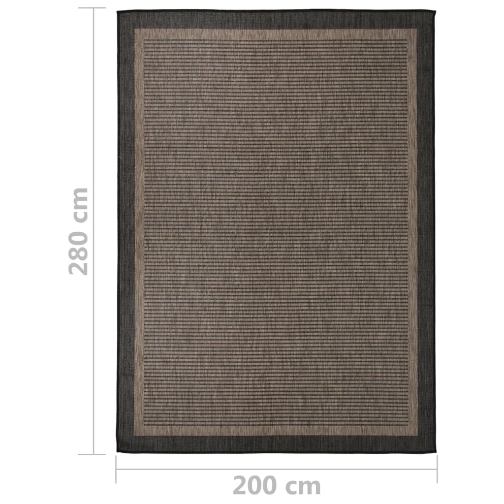 Outdoor Flatweave Rug 200x280 cm Dark Brown