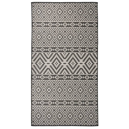 Outdoor Flatweave Rug 80x150 cm Black Stripes