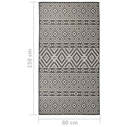 Outdoor Flatweave Rug 80x150 cm Black Stripes