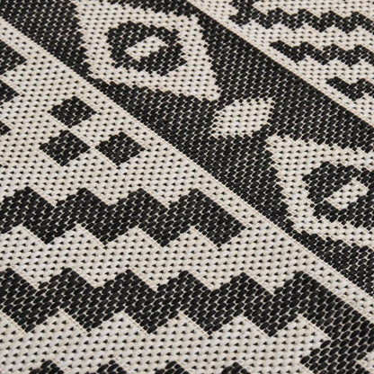 Outdoor Flatweave Rug 80x250 cm Black Stripes