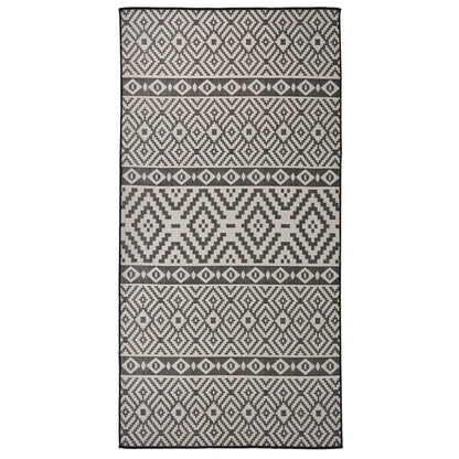 Outdoor Flatweave Rug 100x200 cm Black Stripes