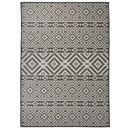 Outdoor Flatweave Rug 120x170 cm Black Stripes