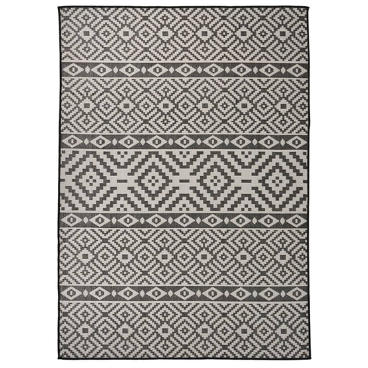 Outdoor Flatweave Rug 120x170 cm Black Stripes