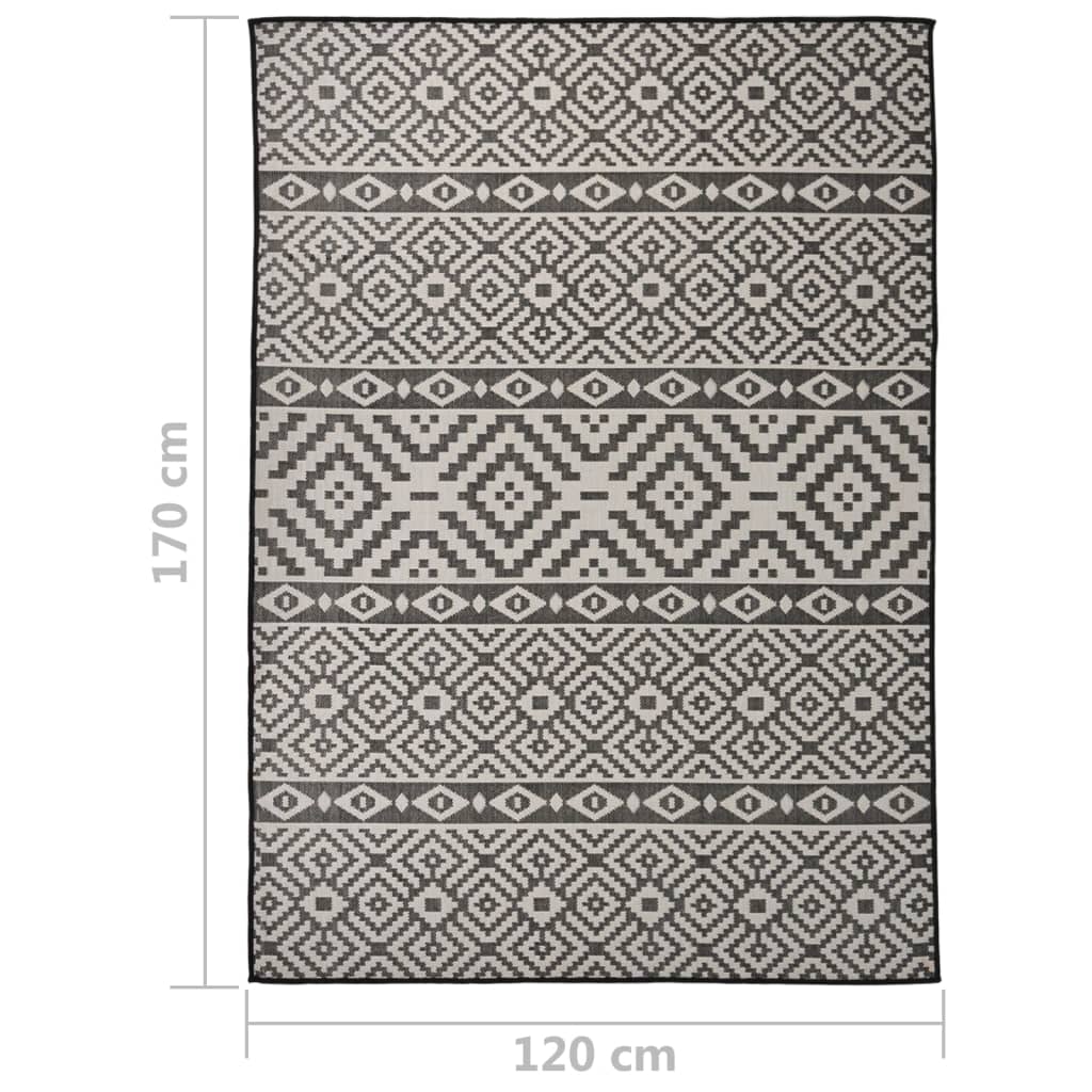 Outdoor Flatweave Rug 120x170 cm Black Stripes