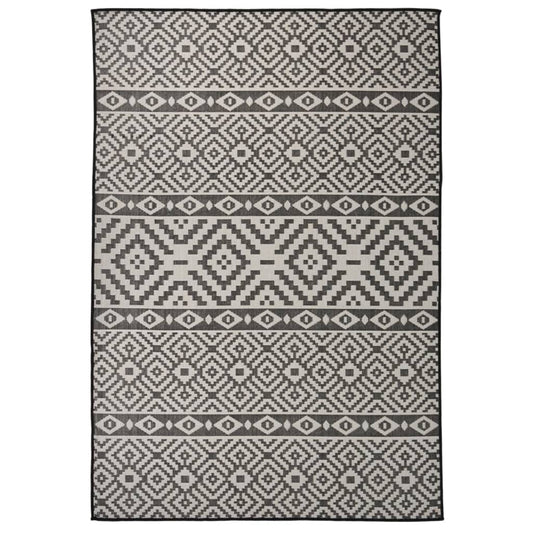 Outdoor Flatweave Rug 160x230 cm Black Stripes