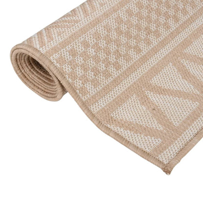 Outdoor Flatweave Rug 100x200 cm Brown Stripes