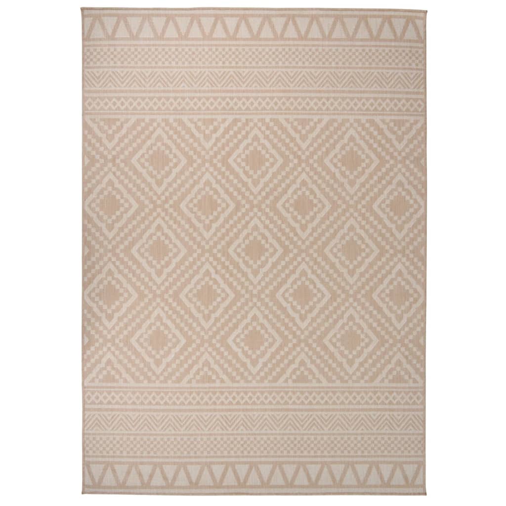 Outdoor Flatweave Rug 120x170 cm Brown Stripes