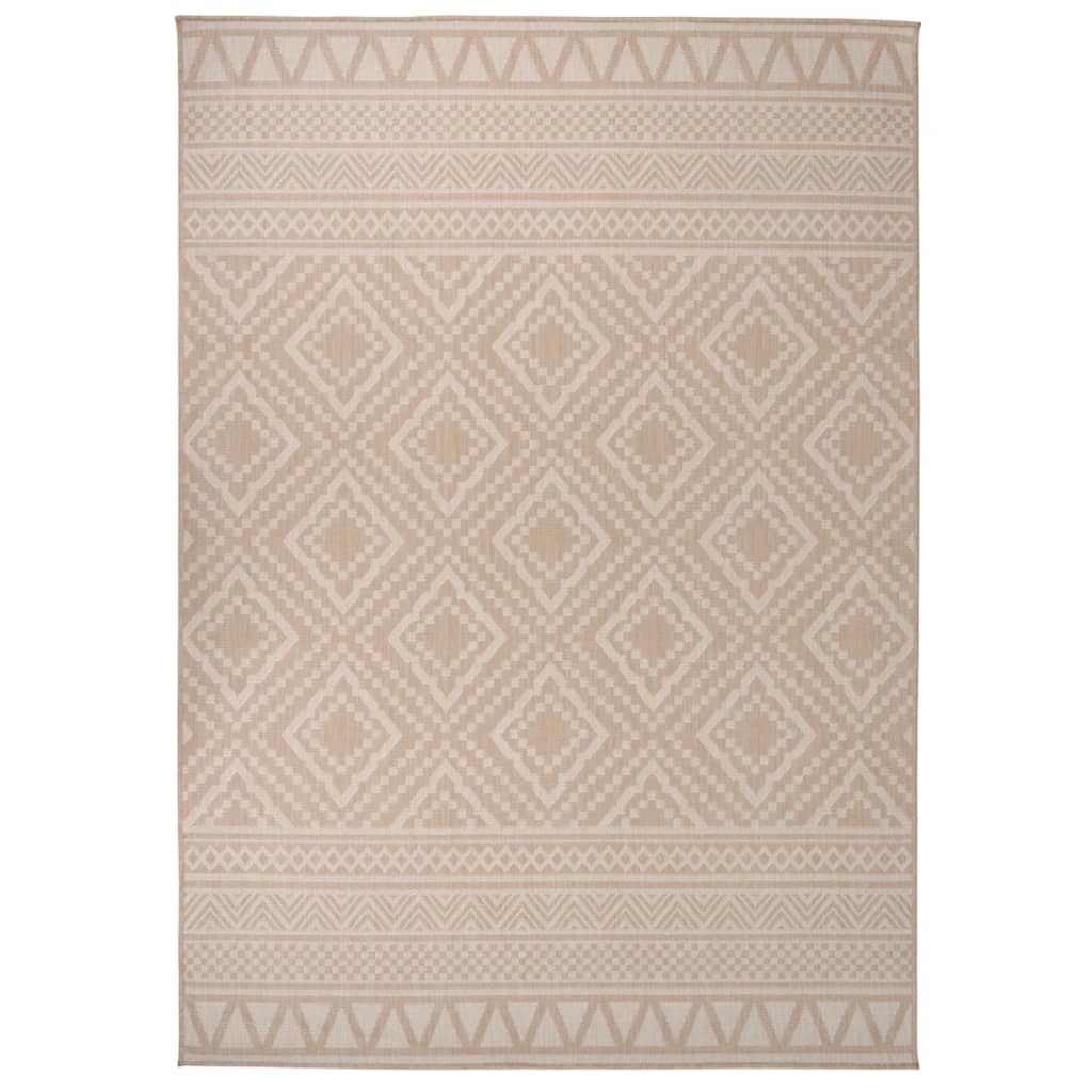 Outdoor Flatweave Rug 140x200 cm Brown Stripes