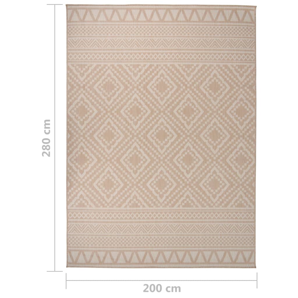 Outdoor Flatweave Rug 200x280 cm Brown Stripes