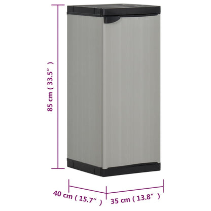 Garden Storage Cabinet with 1 Shelf Grey and Black 35x40x85 cm