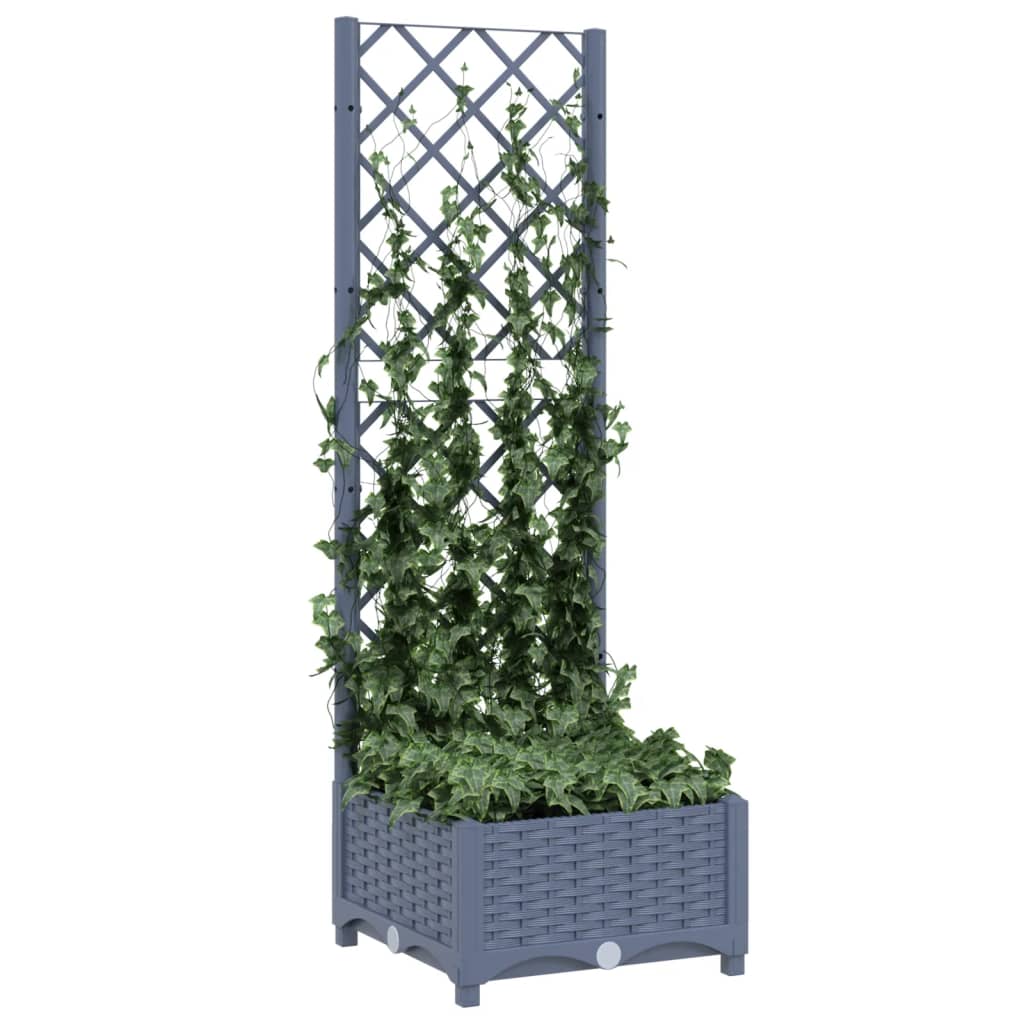 Garden Planter with Trellis Blue Grey 40x40x121.5 cm PP