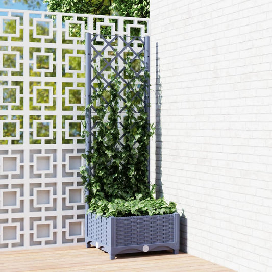 Garden Planter with Trellis Blue Grey 40x40x121.5 cm PP