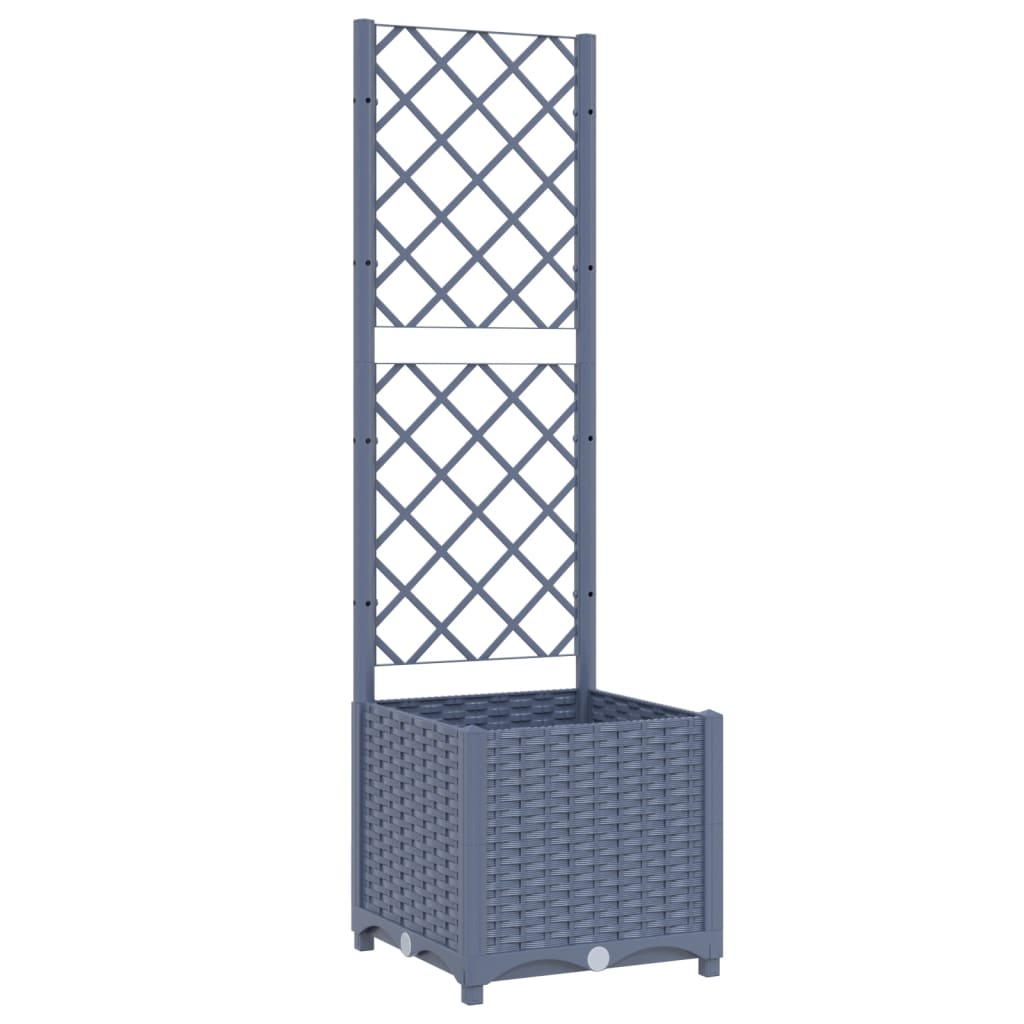 Garden Planter with Trellis Blue Grey 40x40x136 cm PP