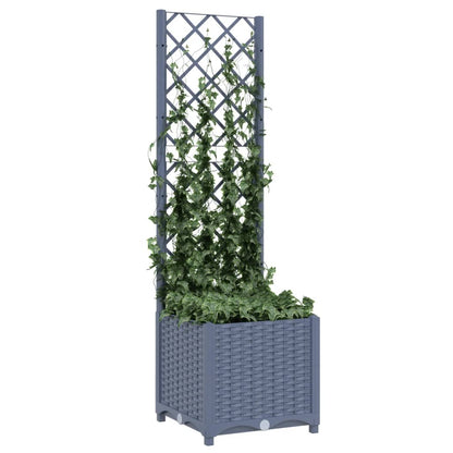 Garden Planter with Trellis Blue Grey 40x40x136 cm PP