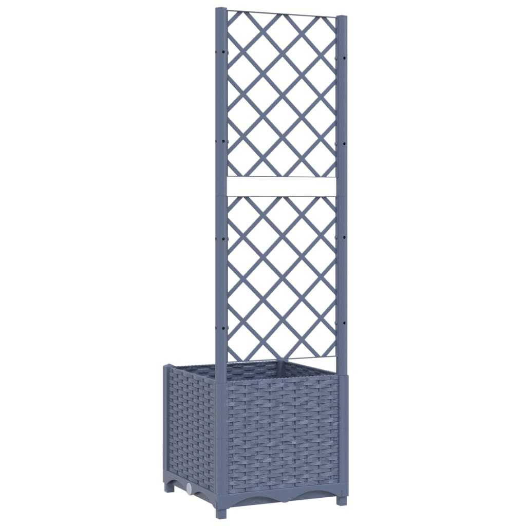 Garden Planter with Trellis Blue Grey 40x40x136 cm PP