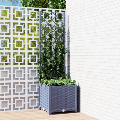 Garden Planter with Trellis Blue Grey 40x40x136 cm PP