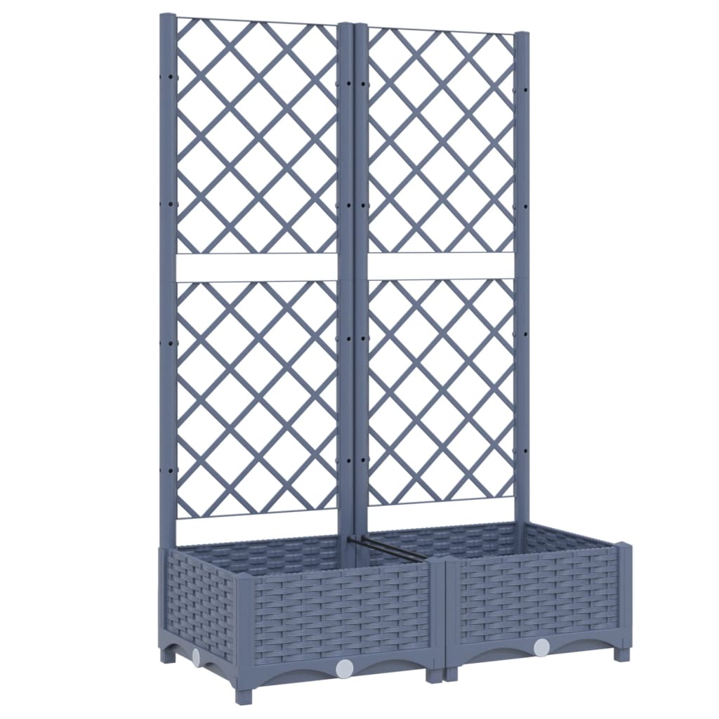 Garden Planter with Trellis Blue Grey 80x40x121.5 cm PP