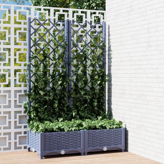 Garden Planter with Trellis Blue Grey 80x40x121.5 cm PP