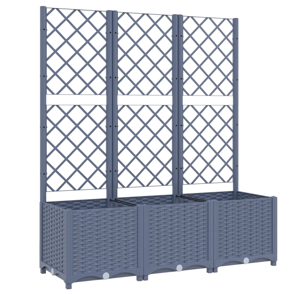 Garden Planter with Trellis Blue Grey 120x40x136 cm PP