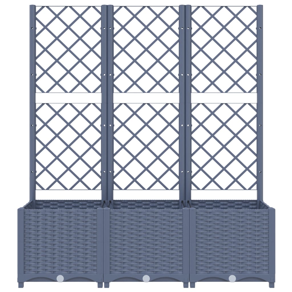 Garden Planter with Trellis Blue Grey 120x40x136 cm PP