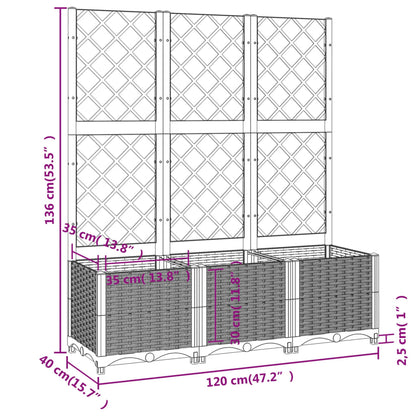 Garden Planter with Trellis Blue Grey 120x40x136 cm PP