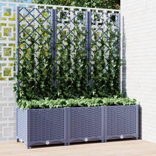 Garden Planter with Trellis Blue Grey 120x40x136 cm PP