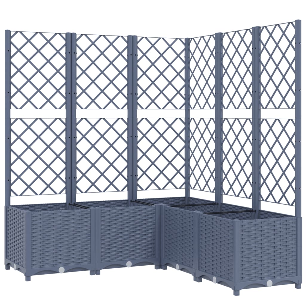 Garden Planter with Trellis Blue Grey 120x120x136 cm PP