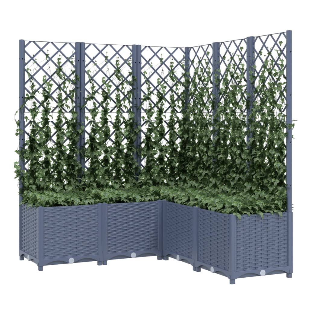 Garden Planter with Trellis Blue Grey 120x120x136 cm PP