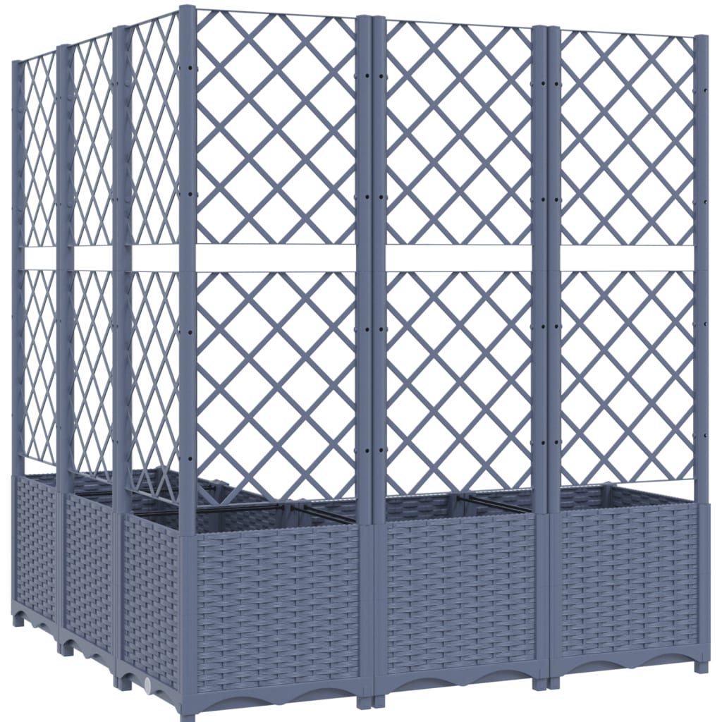 Garden Planter with Trellis Blue Grey 120x120x136 cm PP