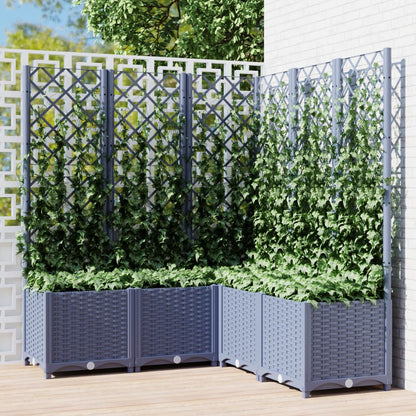 Garden Planter with Trellis Blue Grey 120x120x136 cm PP