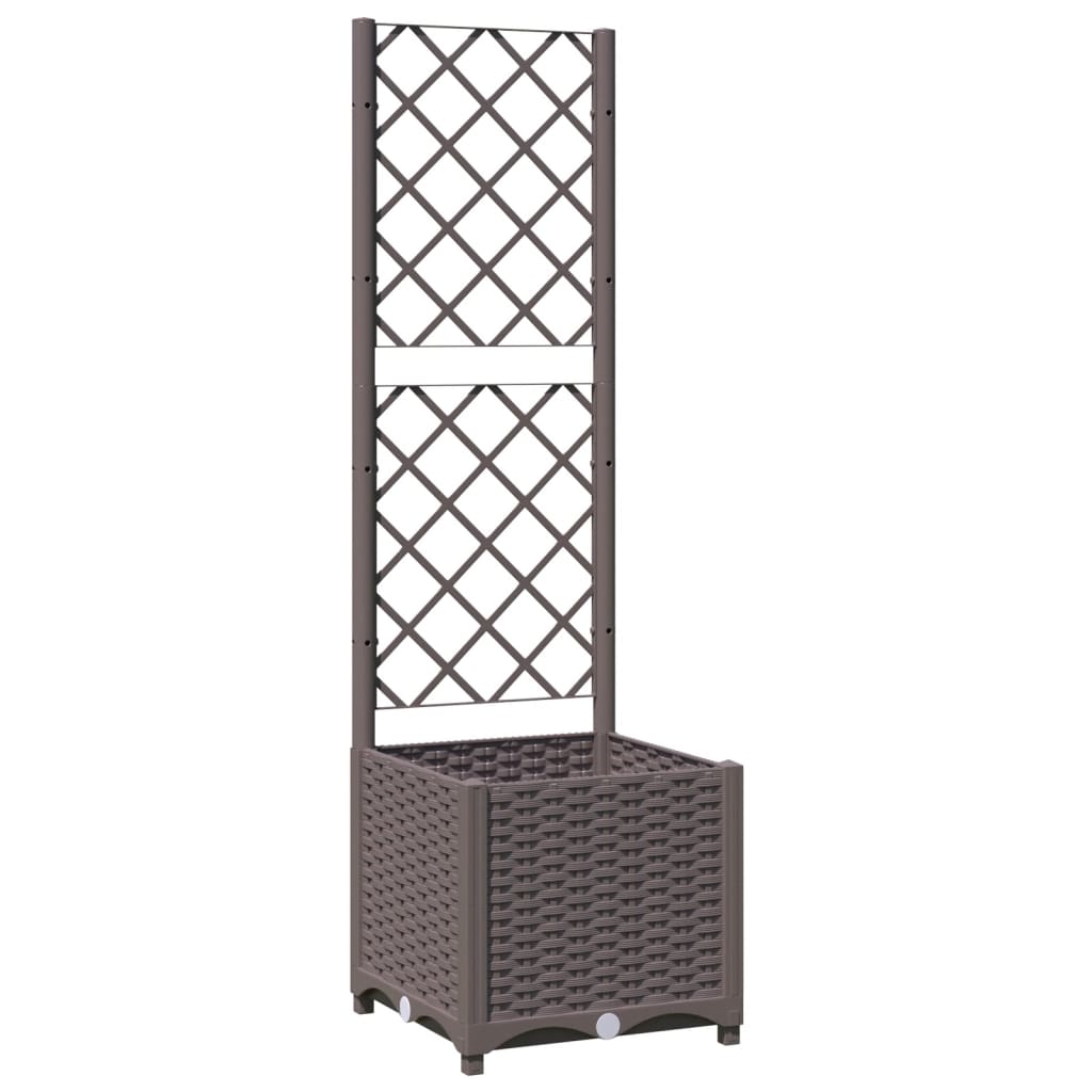 Garden Planter with Trellis Brown 40x40x136 cm PP