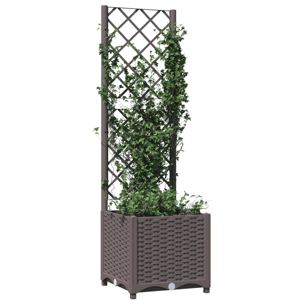 Garden Planter with Trellis Brown 40x40x136 cm PP