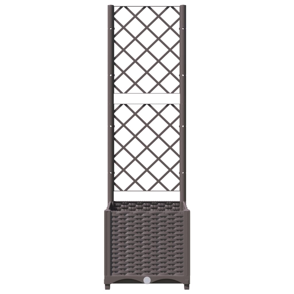 Garden Planter with Trellis Brown 40x40x136 cm PP